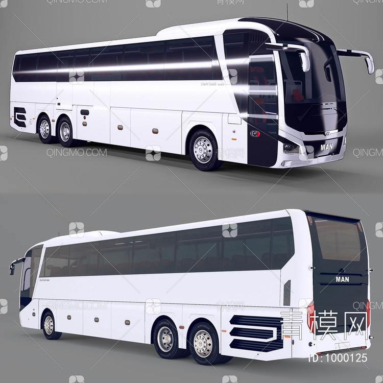 客车大巴3D模型下载【ID:1000125】