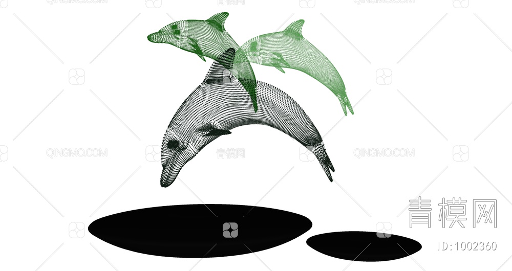 镂空海豚雕塑摆件SU模型下载【ID:1002360】