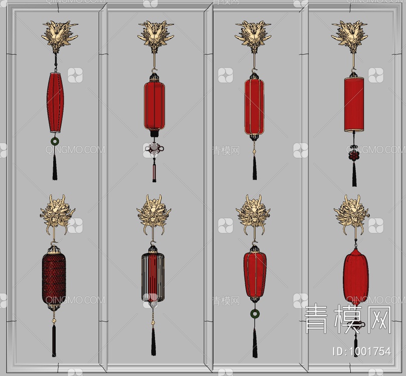 龙头灯笼壁灯SU模型下载【ID:1001754】