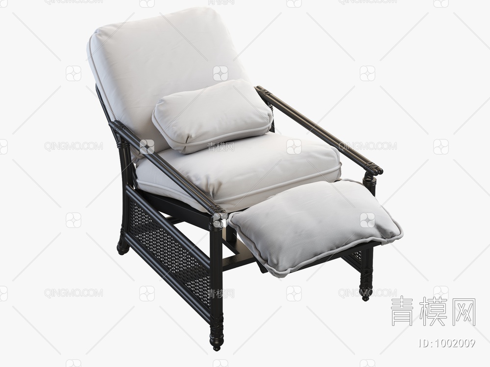 户外休闲躺椅藤椅3D模型下载【ID:1002009】
