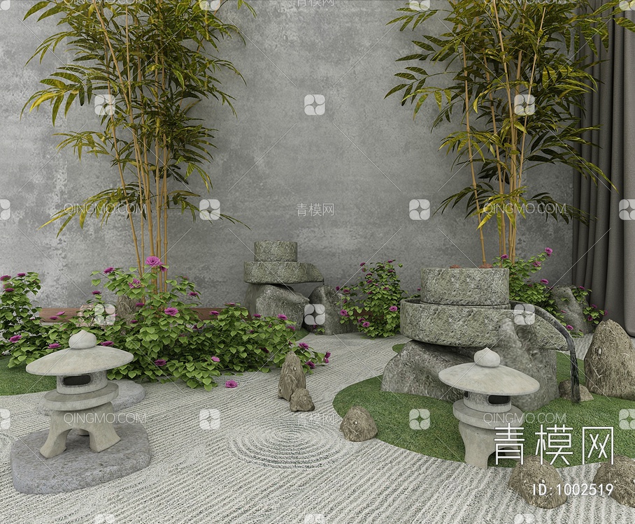 植物石头景观小品3D模型下载【ID:1002519】