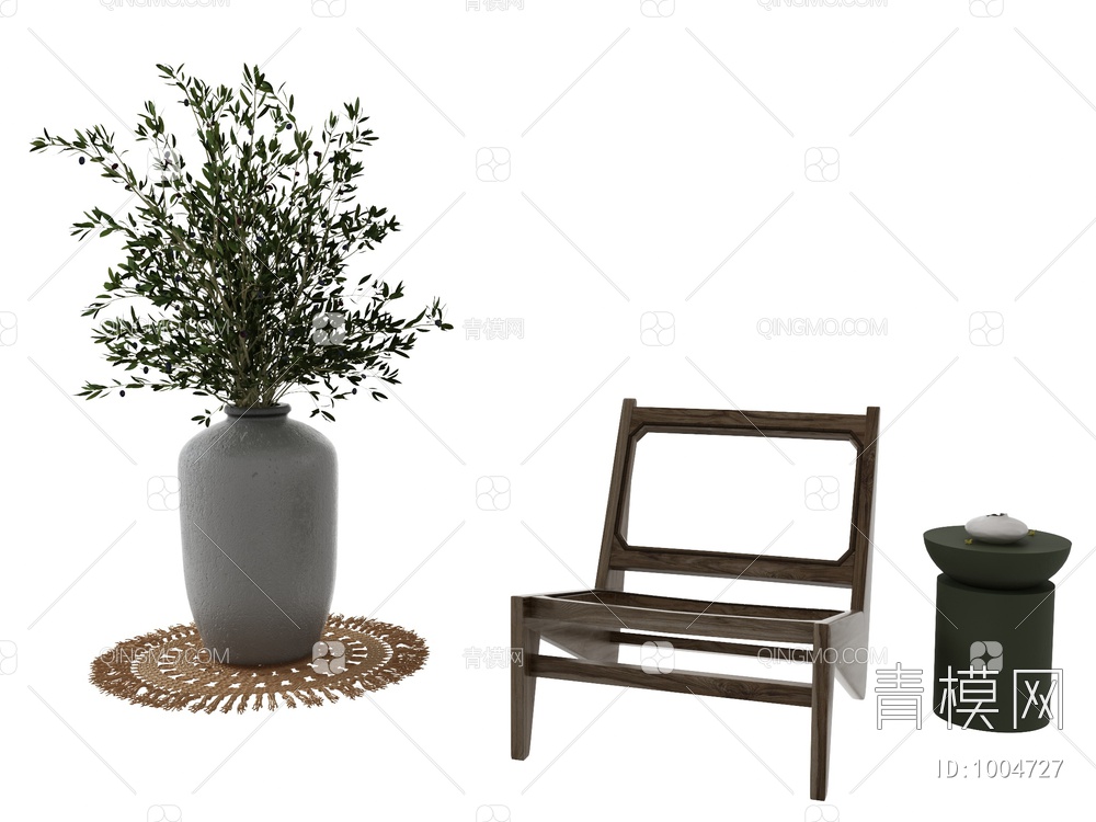 花瓶植物 休闲椅3D模型下载【ID:1004727】
