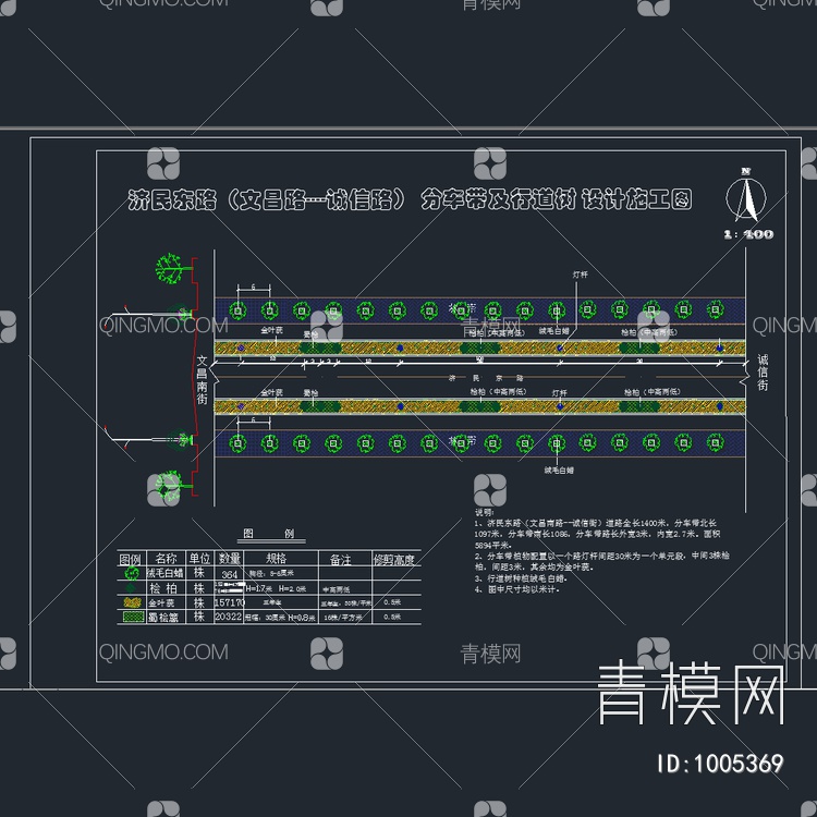 分车带绿化施工图【ID:1005369】