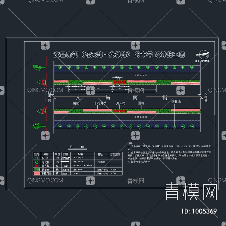 分车带绿化施工图【ID:1005369】