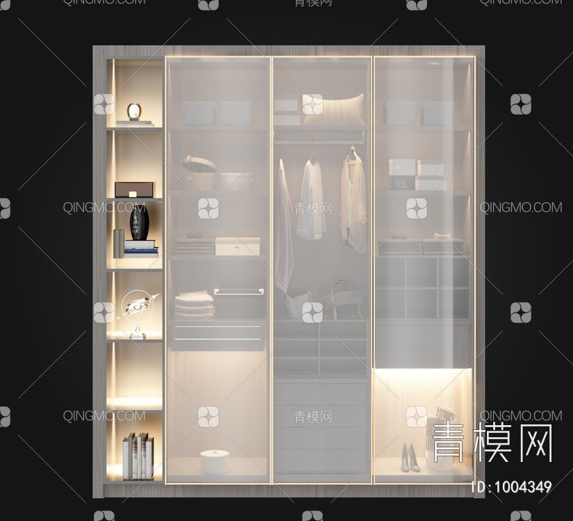 卧室衣柜3D模型下载【ID:1004349】