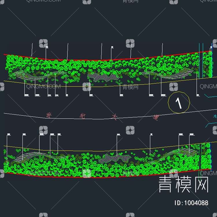 道路绿化带植物种植平面图【ID:1004088】