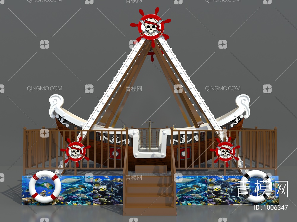 儿童玩具 游乐设备 迷你海盗船3D模型下载【ID:1006347】