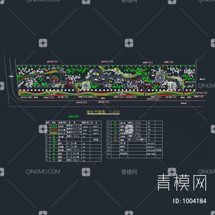 道路旁绿化施工图【ID:1004184】