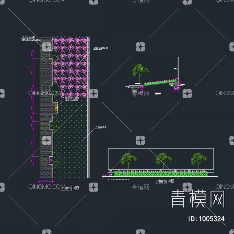 道路铺装及绿化景观图【ID:1005324】