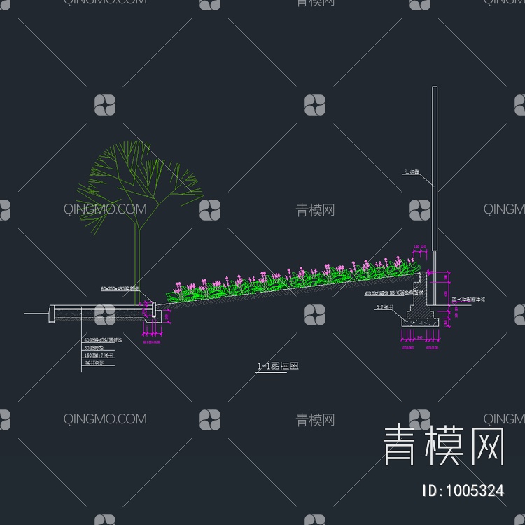 道路铺装及绿化景观图【ID:1005324】