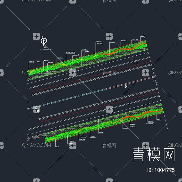 典型详细的道路绿化施工图【ID:1004775】