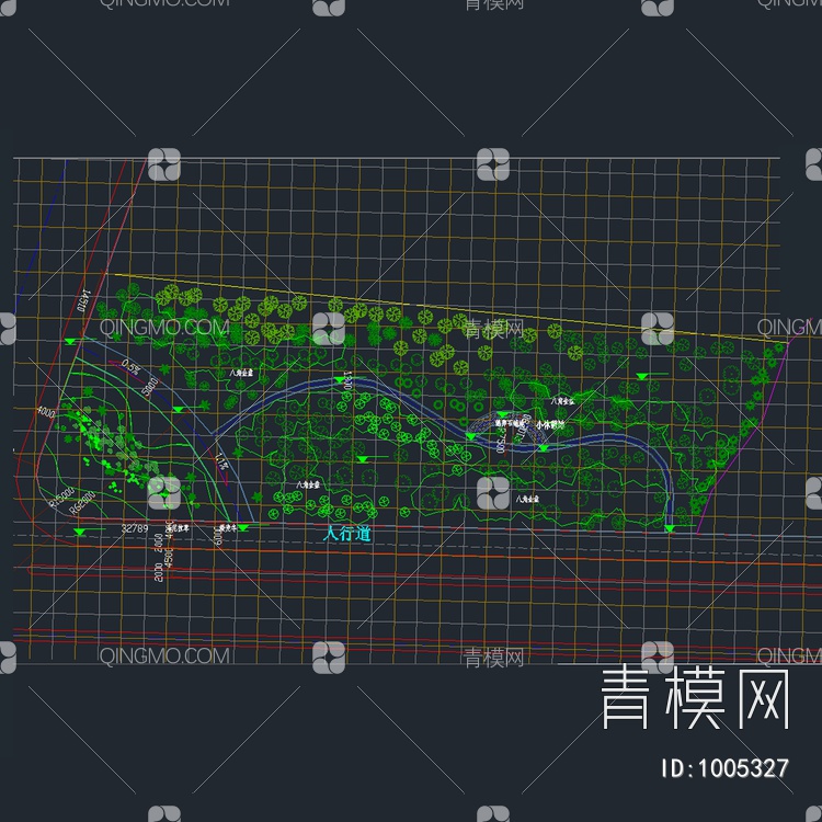 河边道路绿化图【ID:1005327】