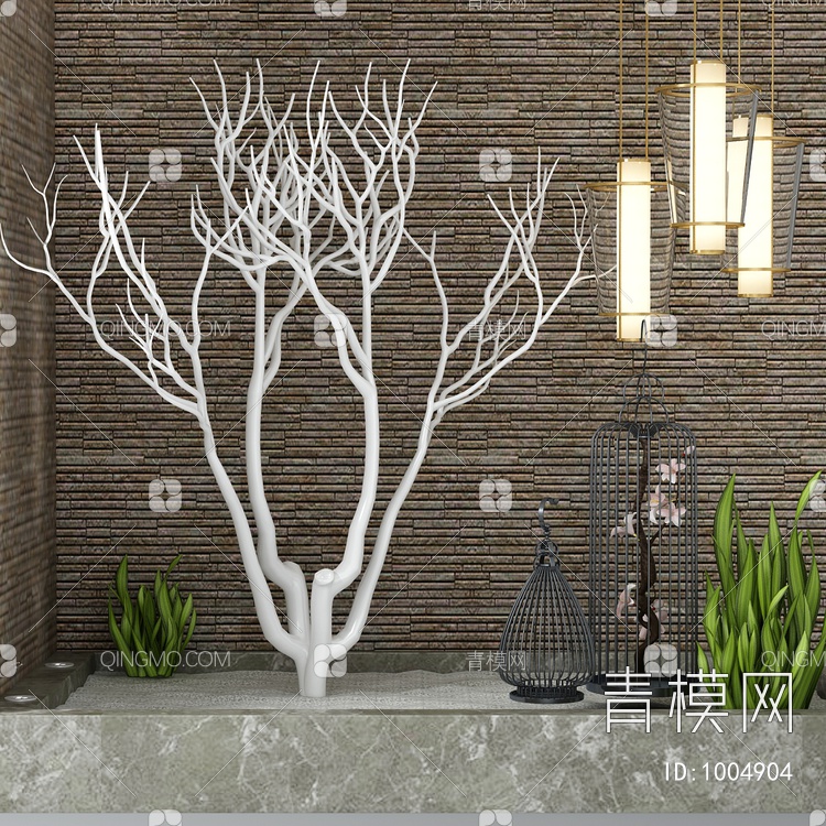 树植物吊灯3D模型下载【ID:1004904】