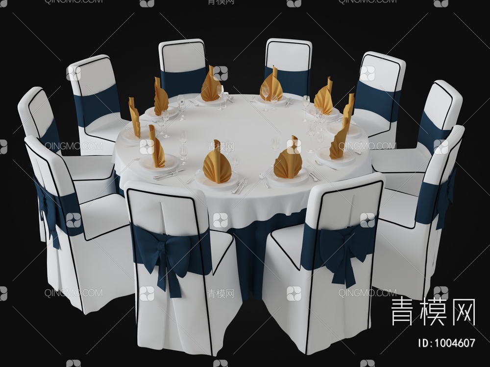 酒店圆形餐桌椅3D模型下载【ID:1004607】