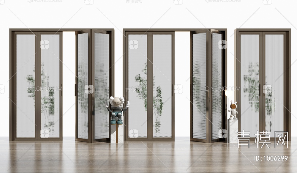 铝合金玻璃门 折叠门组合3D模型下载【ID:1006299】