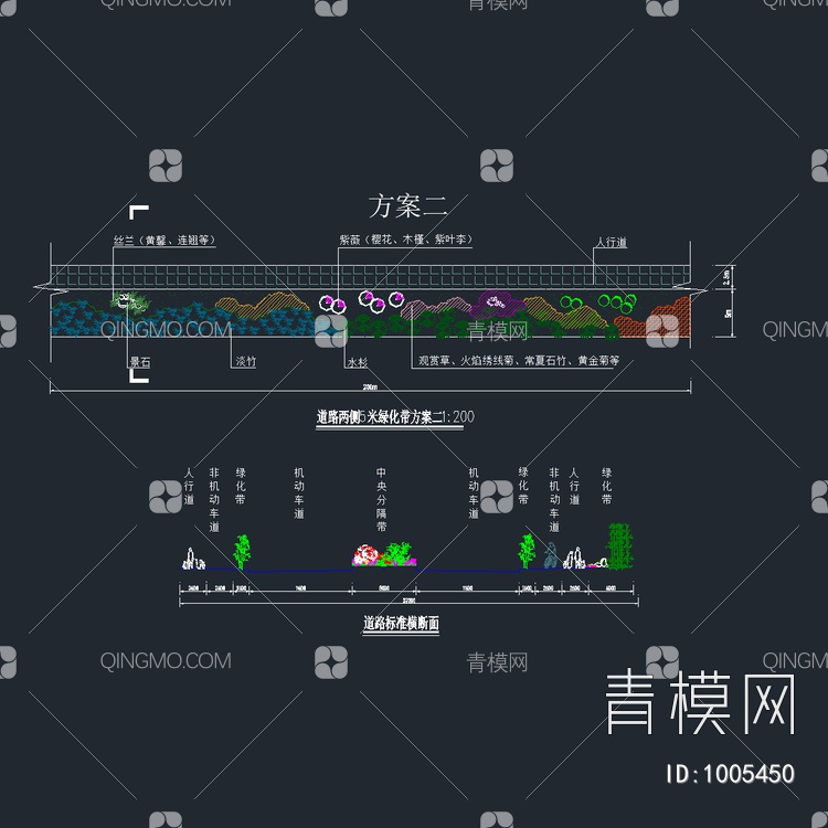 道路两侧绿化模式图施工详图【ID:1005450】