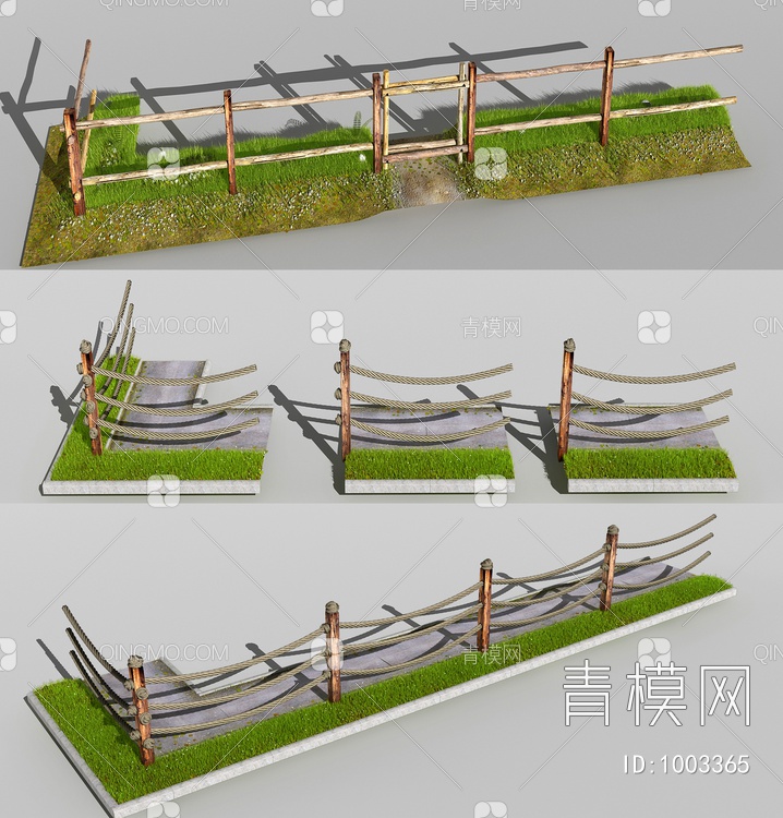 农村，围挡木栅栏3D模型下载【ID:1003365】