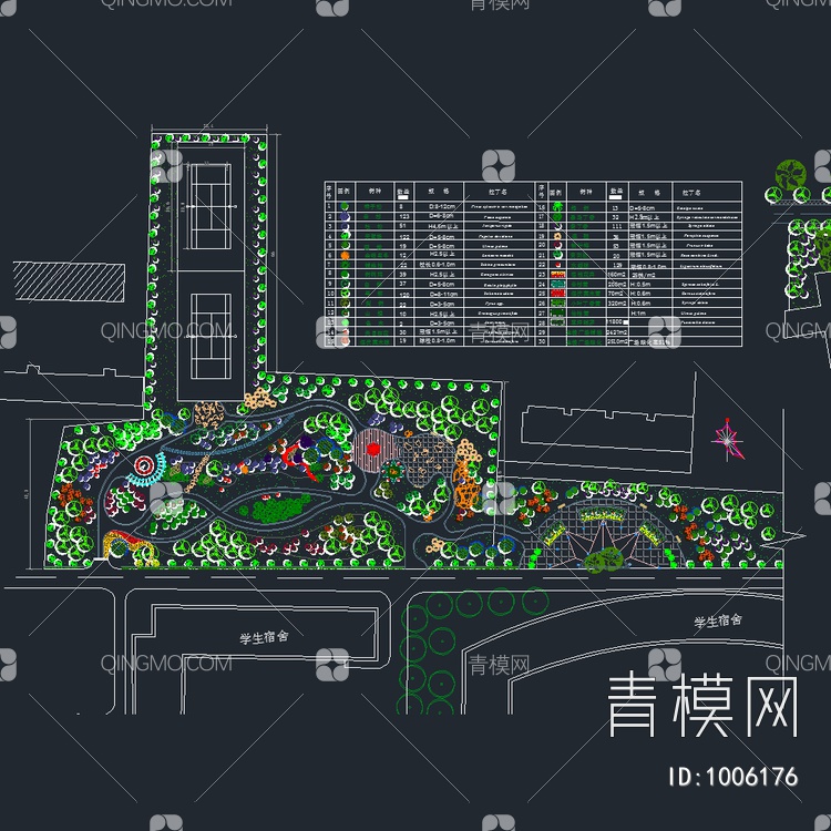 校园广场绿化设计平面图【ID:1006176】