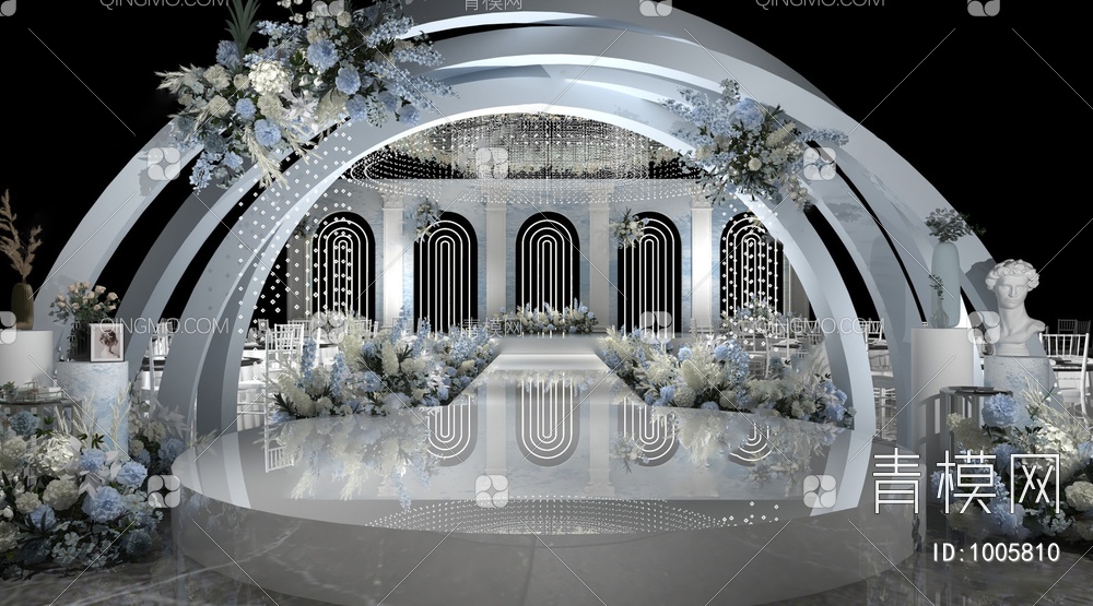 婚礼宴会厅3D模型下载【ID:1005810】