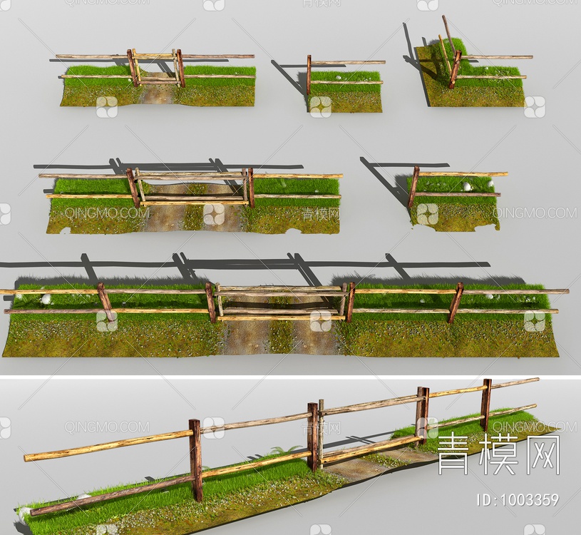 农村，围挡木栅栏3D模型下载【ID:1003359】