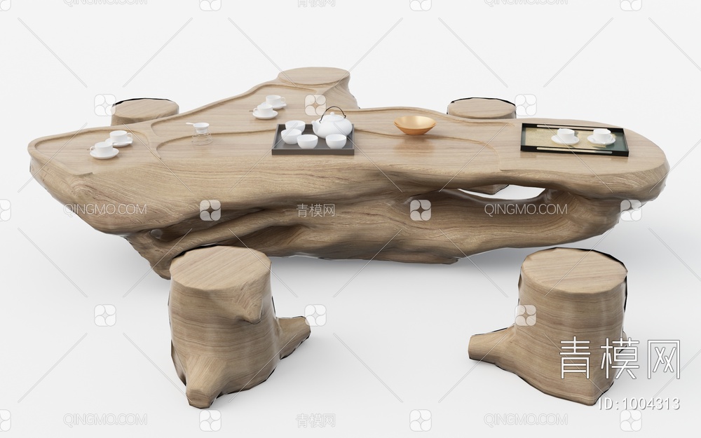 茶桌椅3D模型下载【ID:1004313】