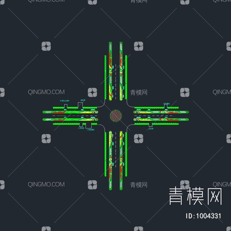 城市道路绿化平面图【ID:1004331】