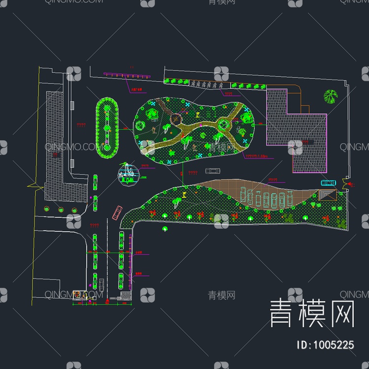 某镇绿化以及道路平面布置图【ID:1005225】