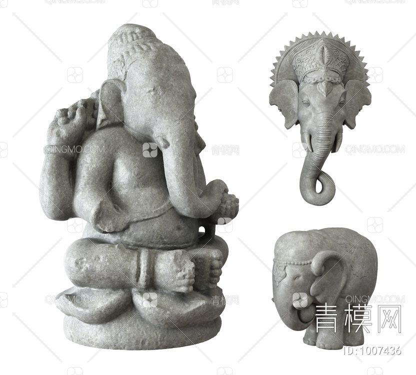 大象雕塑摆设3D模型下载【ID:1007436】