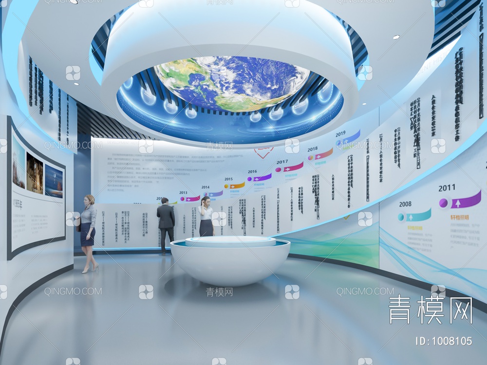 科技展厅  地球 地球仪 电子显示屏 文化墙展厅 企业展厅 文化馆 体验馆SU模型下载【ID:1008105】
