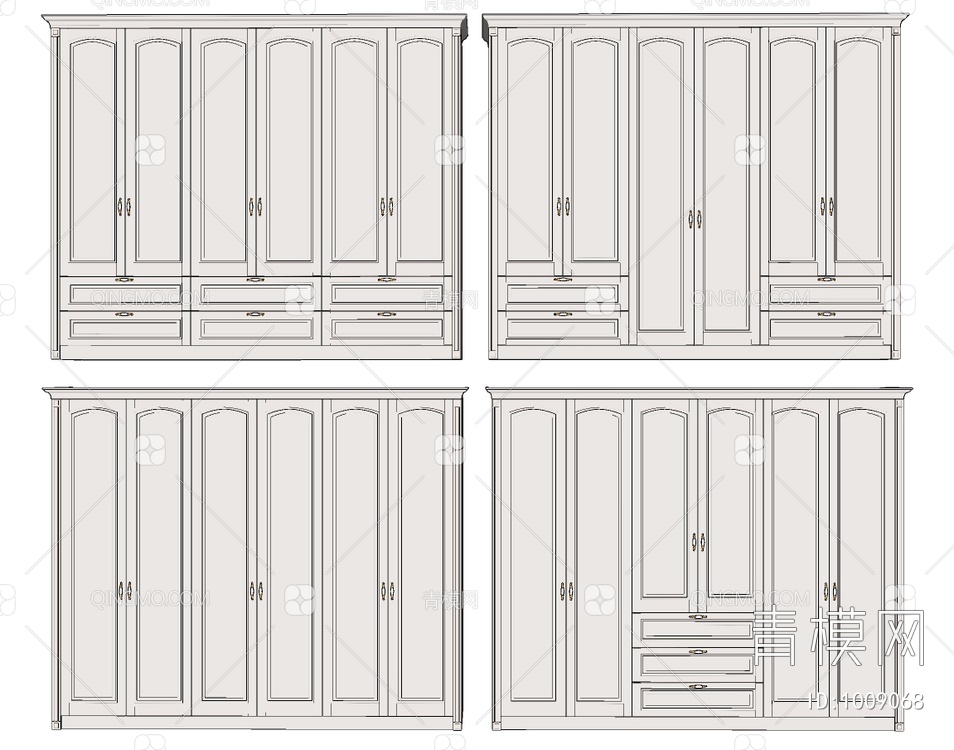 平开门衣柜SU模型下载【ID:1009068】