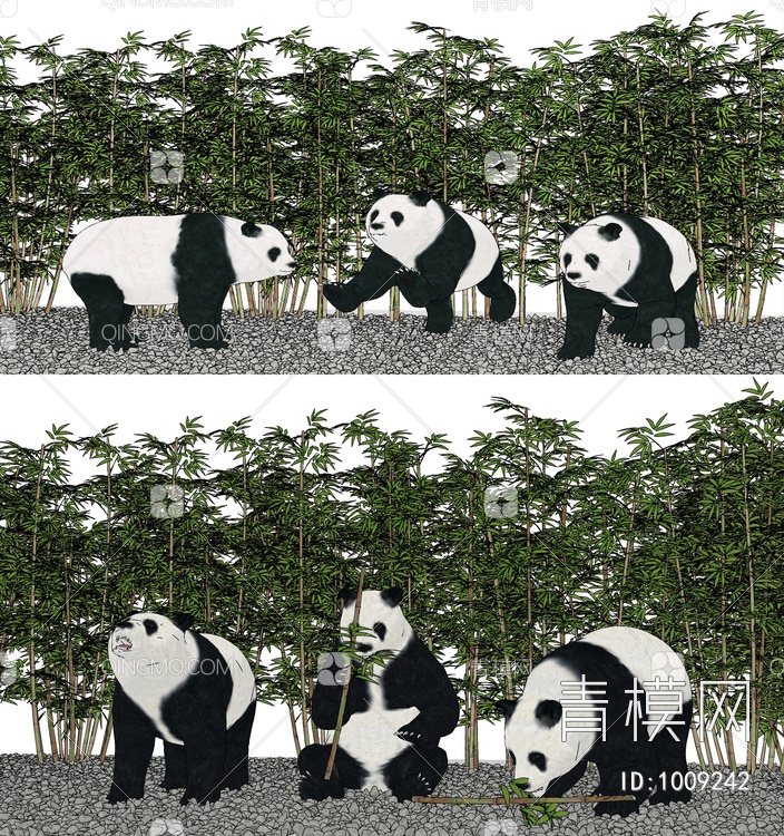 熊猫，竹子，竹林SU模型下载【ID:1009242】