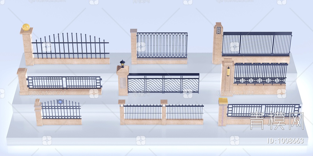 铁艺栏杆护栏围栏3D模型下载【ID:1008663】