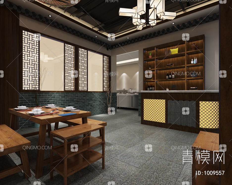 中式餐厅3D模型下载【ID:1009557】