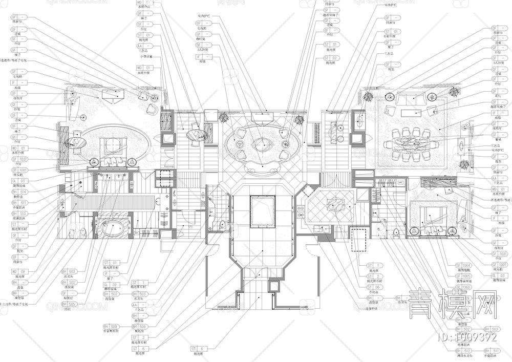 北京五星豪华总统套房施工图【ID:1009392】