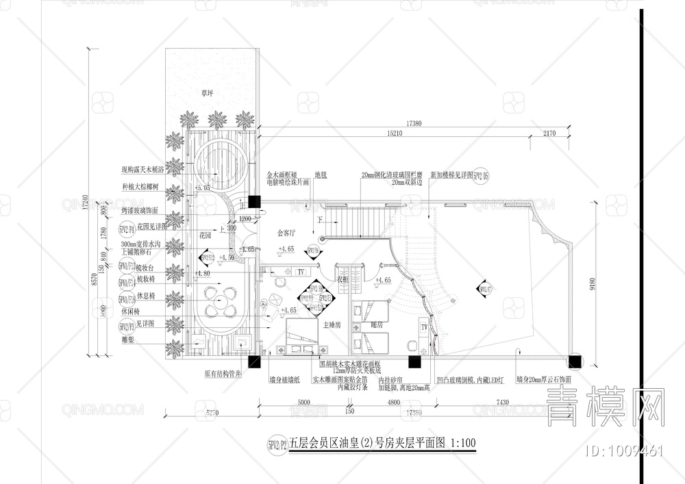 高端会所桑拿豪华房施工图【ID:1009461】