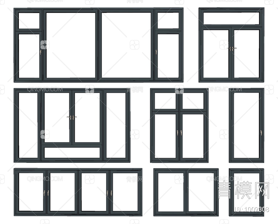 铝合金窗户，建筑窗SU模型下载【ID:1009308】