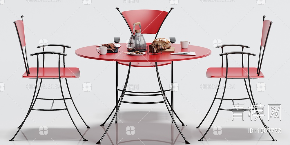 餐桌椅子摆件组合3D模型下载【ID:1009722】