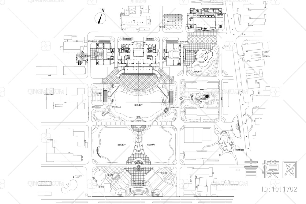 大学校园规划设计图纸景观平面图【ID:1011702】
