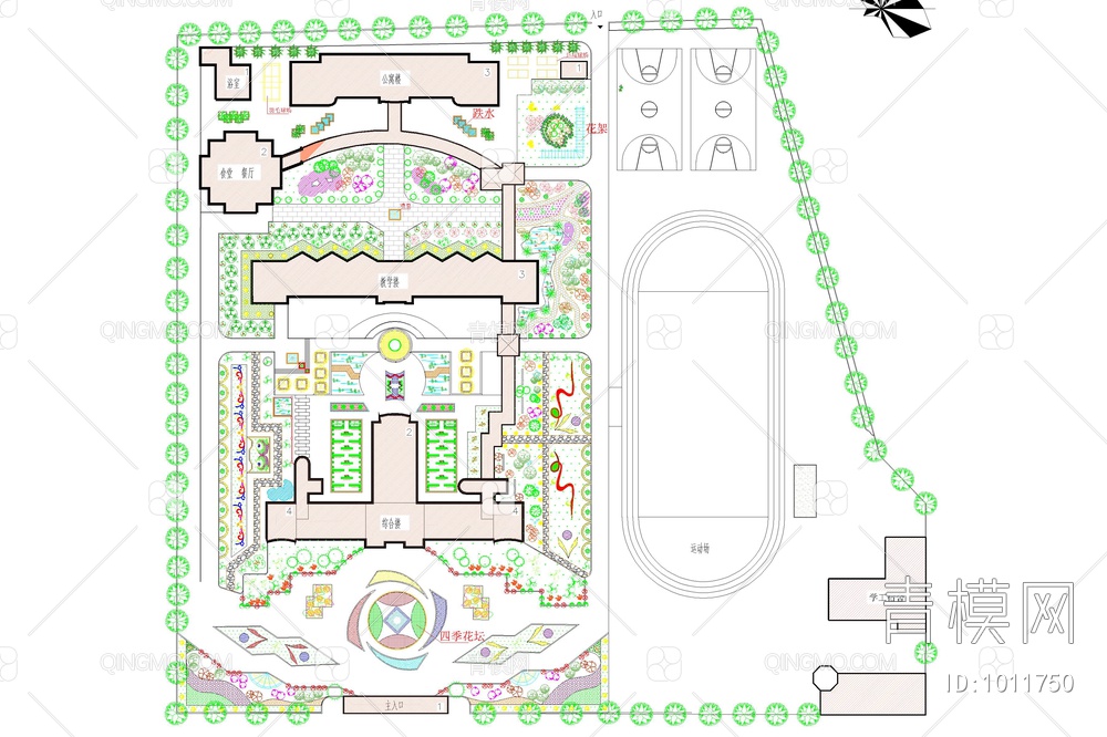 校园绿化规划设计平面图【ID:1011750】