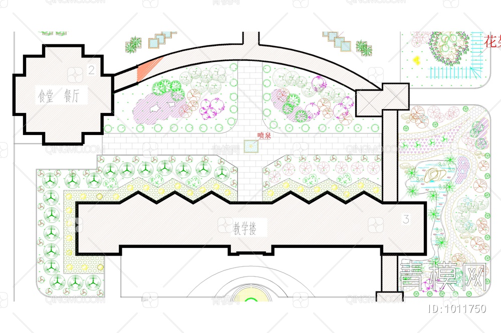 校园绿化规划设计平面图【ID:1011750】