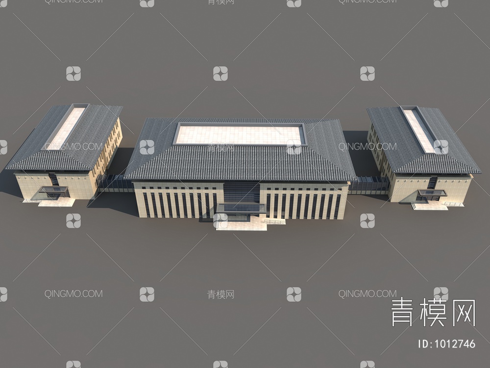 徽派办公楼 政府建筑3D模型下载【ID:1012746】
