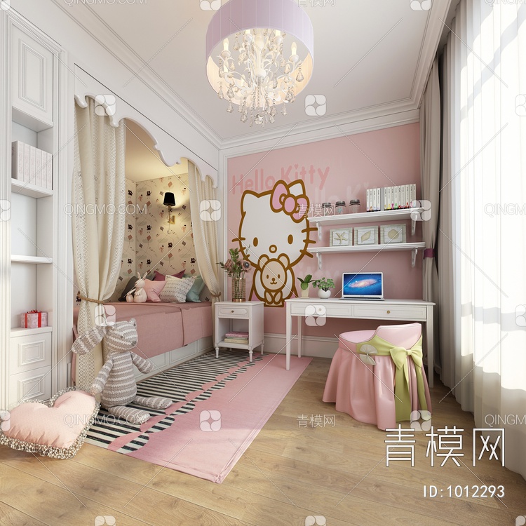 女孩儿童房 吊灯3D模型下载【ID:1012293】