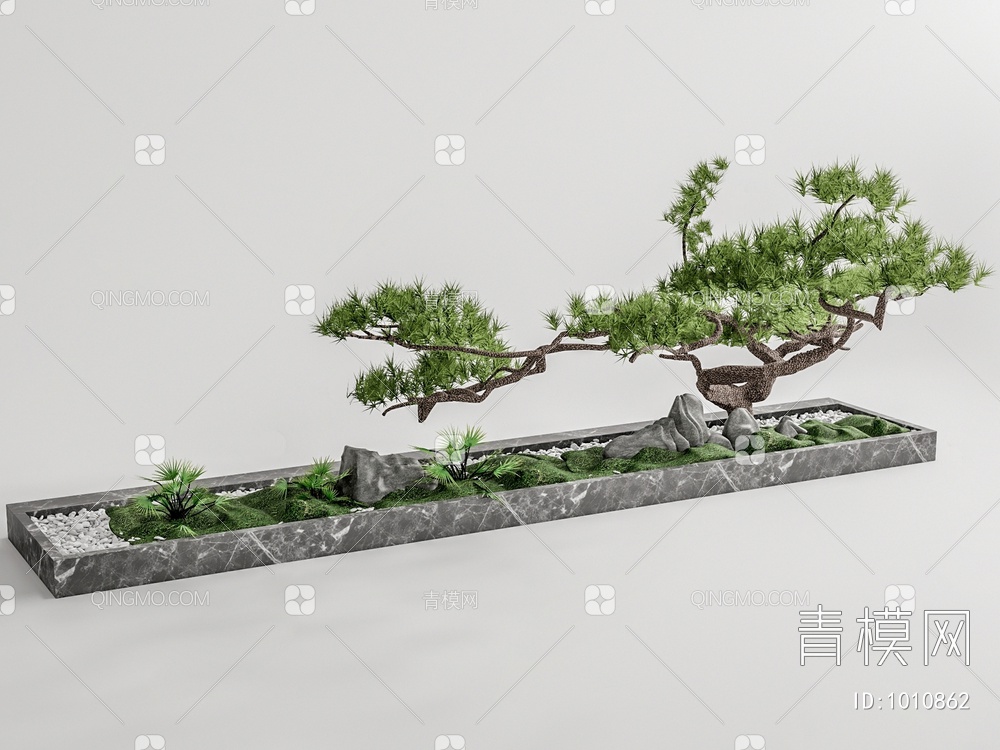 松树 假山石头3D模型下载【ID:1010862】