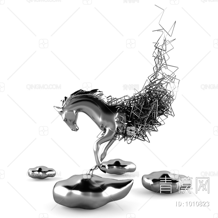马匹，金属雕塑3D模型下载【ID:1010823】