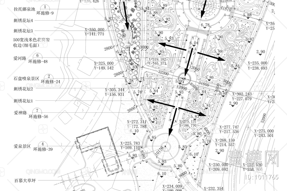 宫廷花园景观总平面图【ID:1011765】