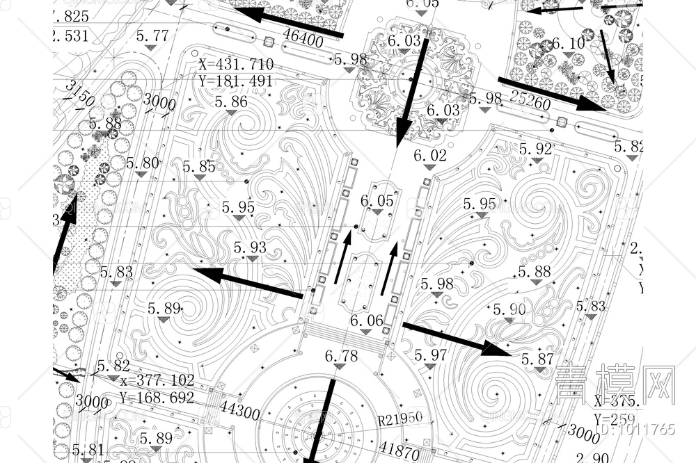 宫廷花园景观总平面图【ID:1011765】