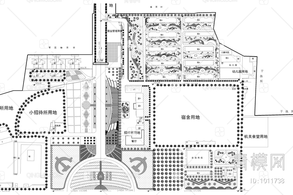 陆军学院园林规划图及小学平面图【ID:1011738】