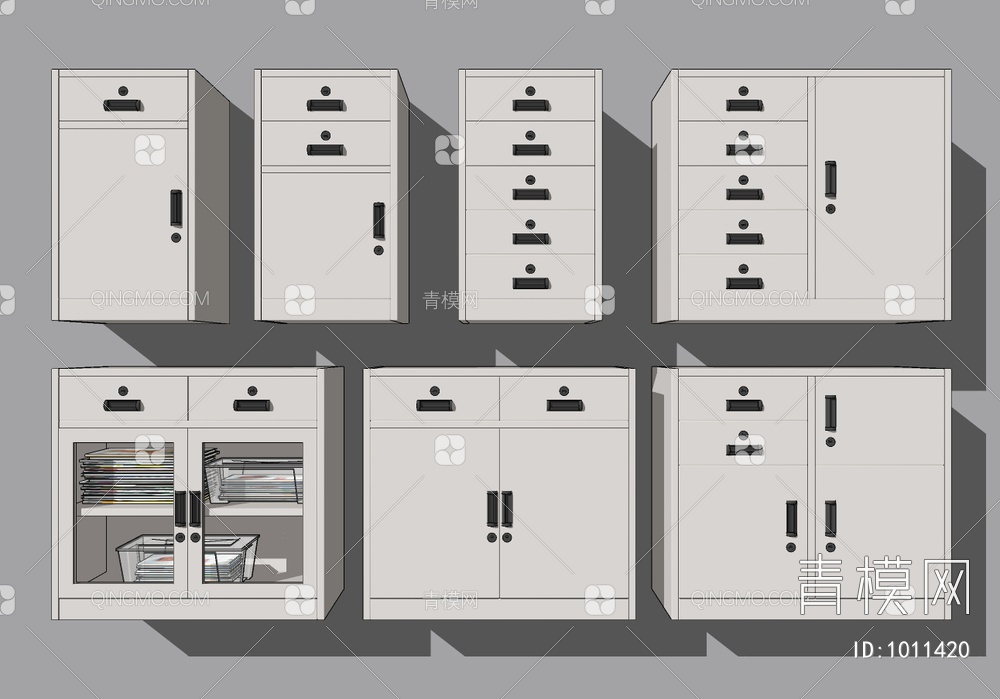 铁皮文件柜SU模型下载【ID:1011420】