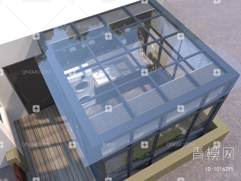 玻璃房 钢结构阳光房3D模型下载【ID:1016295】