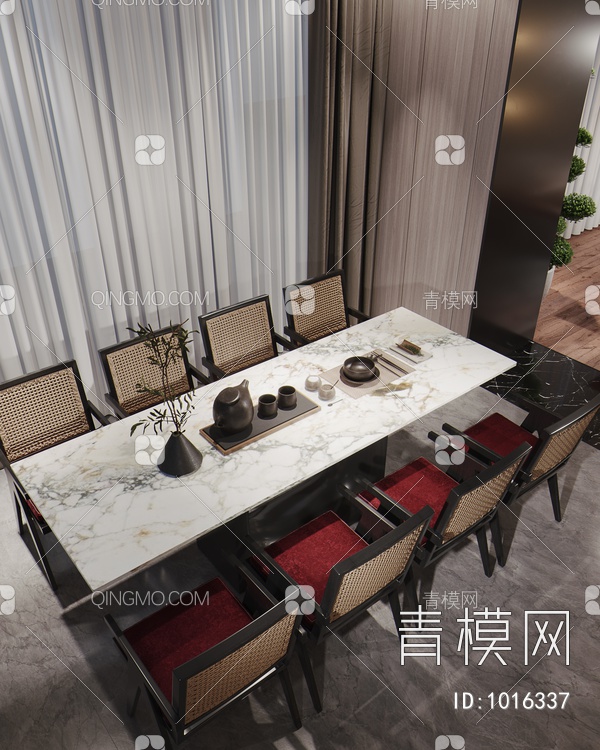 新中式客餐厅3D模型下载【ID:1016337】